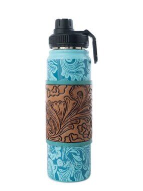 Myra Moo & Bloom Stainless Steel Water Bottle in Turquoise with Tooling